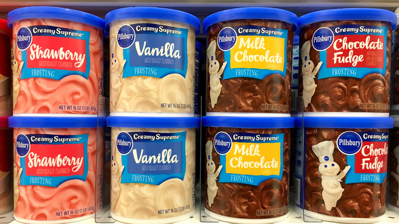 Assorted store-bought frosting flavors