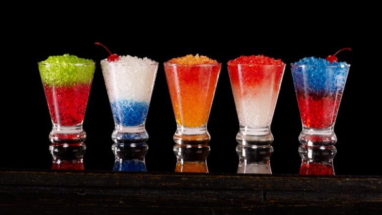 five colorful snow cones