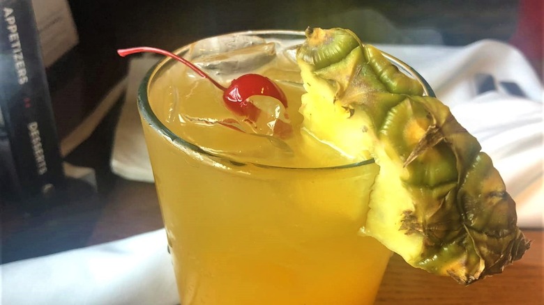 cherry and pineapple in drink