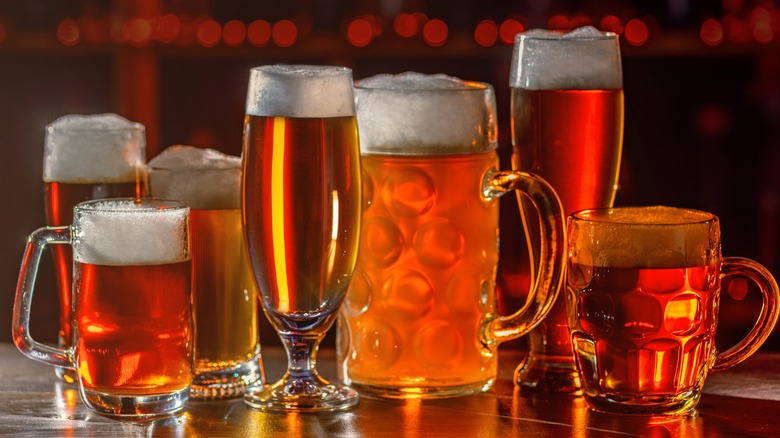 Arrangement of various beer glasses