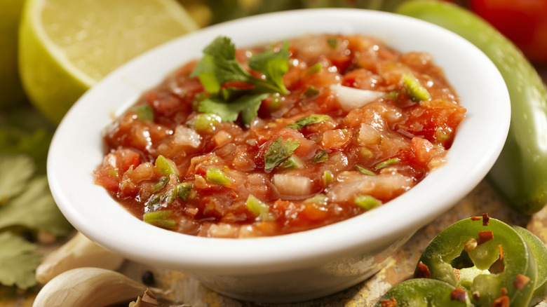 salsa in white bowl