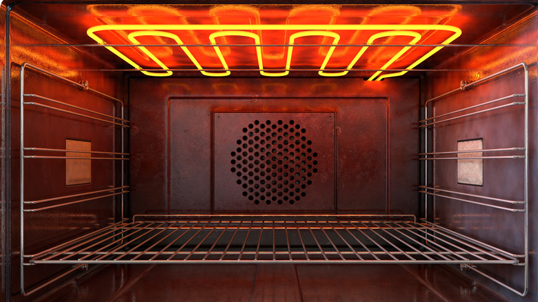Oven with heating element on