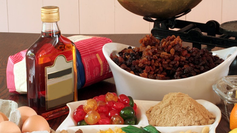 Ingredients for fruitcake