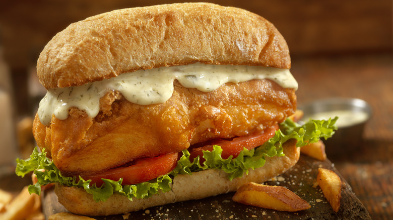 Fish sandwich with fries