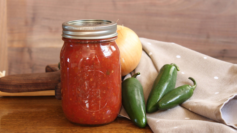 Salsa in mason jar