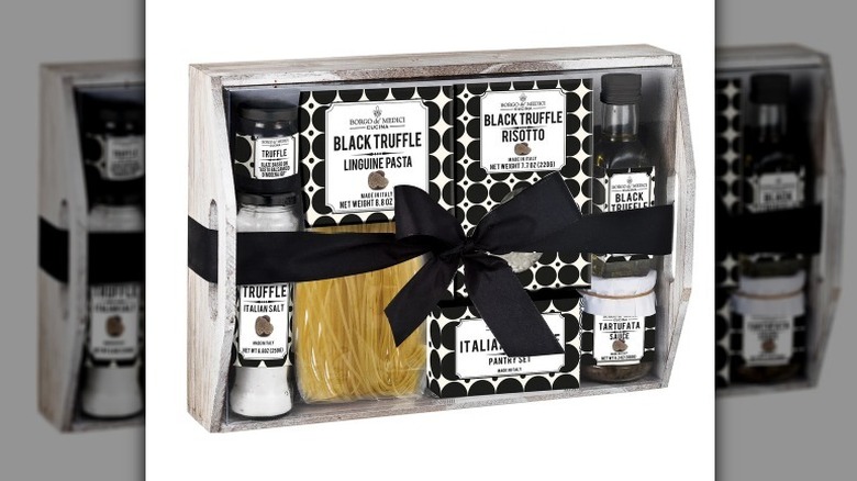 Black truffle tray set on white background