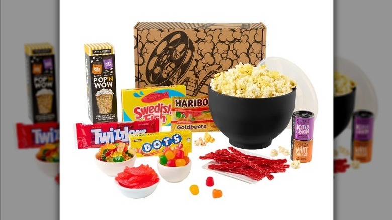 Movie marathon set on white background