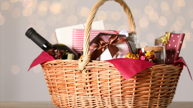 Generic gift wicker basket with gifts inside