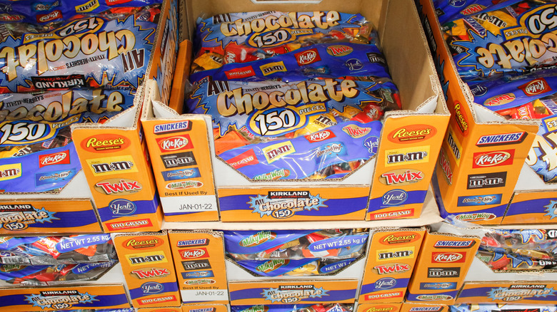 Boxes of Kirkland Signature chocolate bags