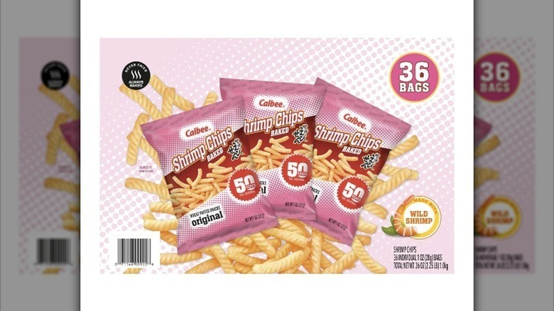 Shrimp chips box on white background