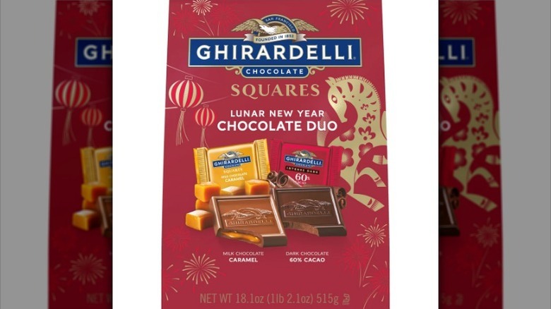 Ghirardelli Lunar New Year squares bag on white background