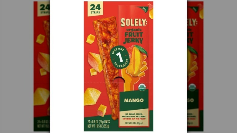 Mango jerky on white background