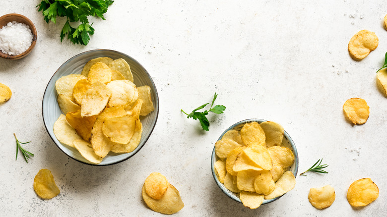 two bowls of potato chips
