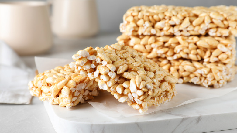 Rice Krispie Treats on a table