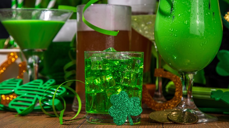 St. Patrick's Day drinks on table