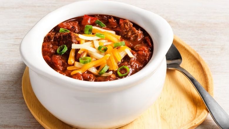 The Tasmanian Chili served in a white bowl at Outback Steakhouse