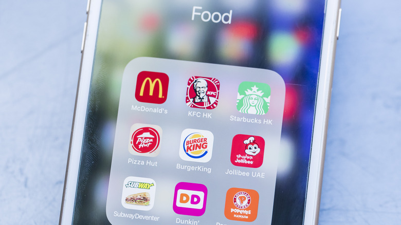 Fast food apps on phone