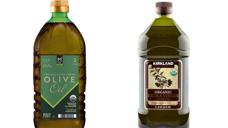 Side-by-side comparison of Sam's Club Extra Virgin Olive Oil and Kirkland Signature Extra Virgin Olive Oil