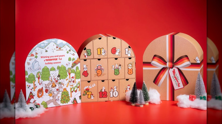 A Burger King Advent Calendar opened to reveal its drawers of surprises