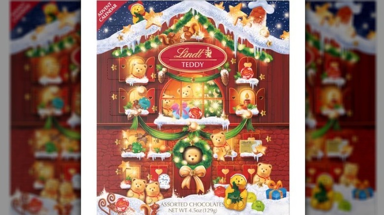 Lindt teddy bear advent calendar on white background