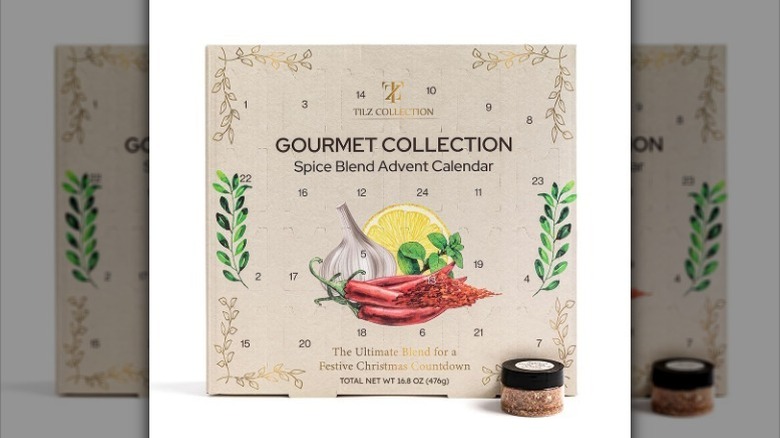 Spice blend advent calendar on white background