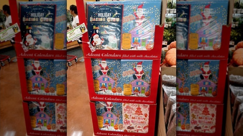 TJ's advent calendar display in store