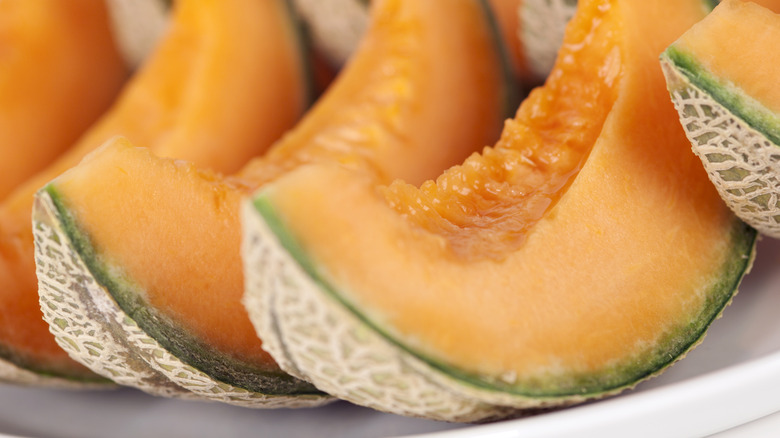Slices of fresh cantaloupe