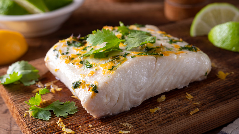 Halibut with citrus cilantro marinade