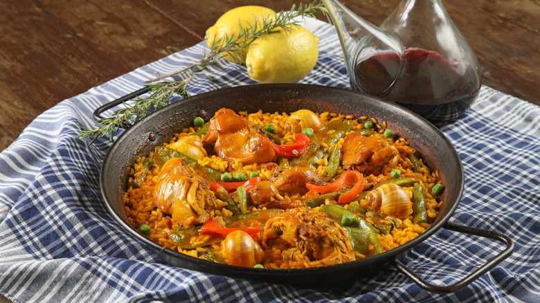 pan of colorful paella