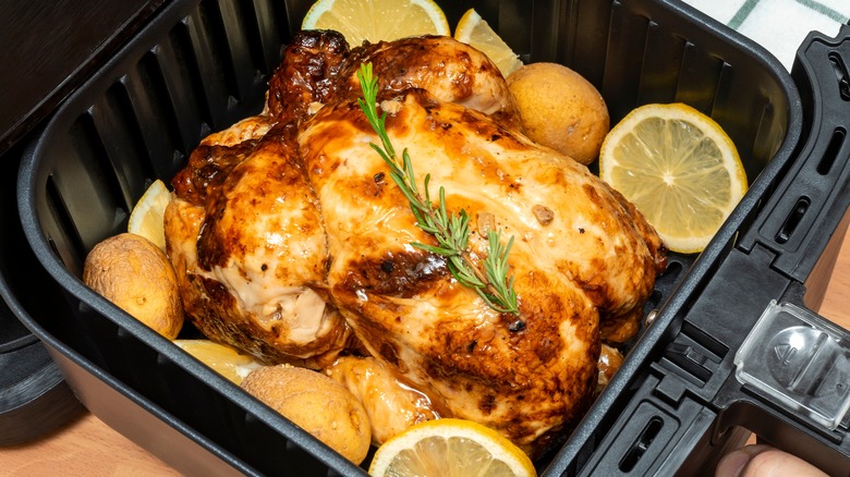 Whole roasted chicken in air fryer