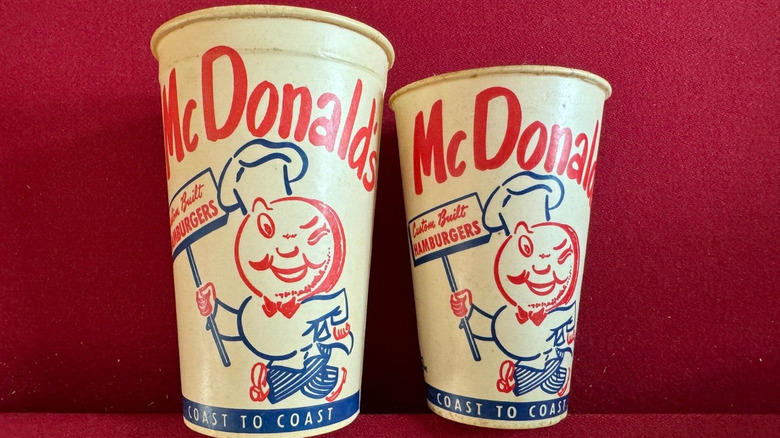 McDonald's cups featuring Speedee mascot