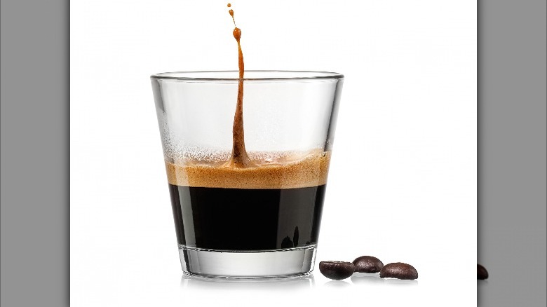 Shot of espresso in glass