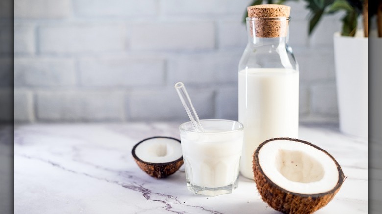 Coconut milk in jar