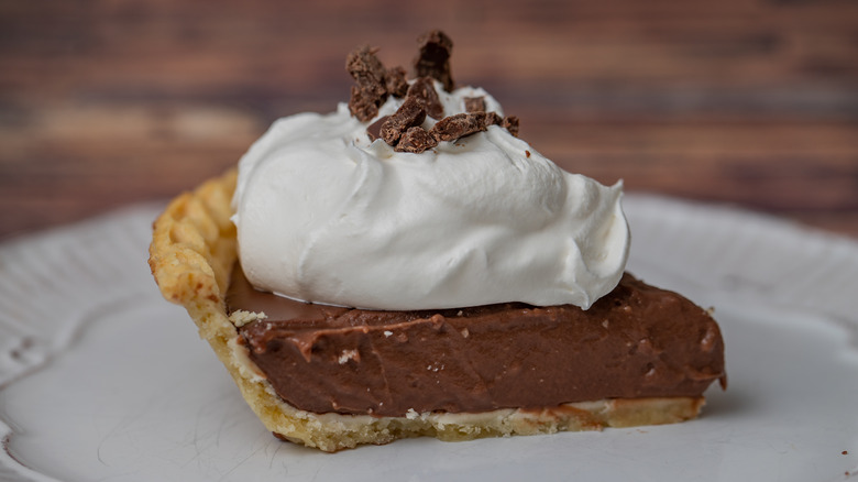 Slice of chocolate cream pie