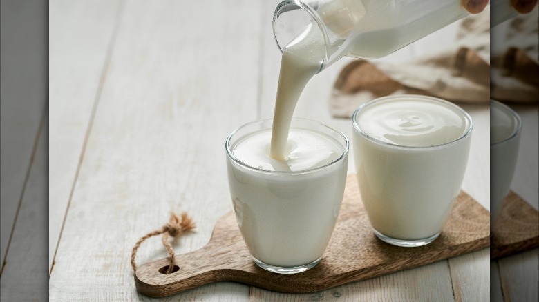 Pouring milk into glass