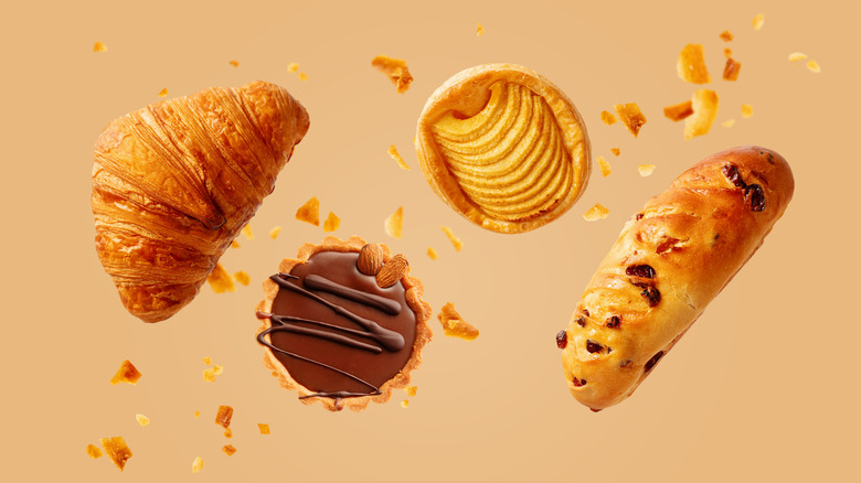 baked goods on brown background