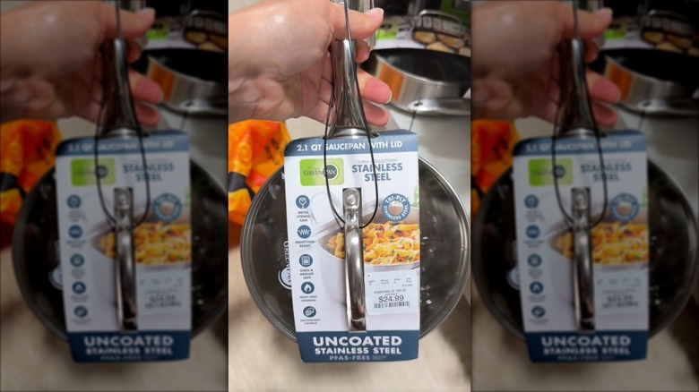 A 2.1-quart GreenPan pot at HomeGoods