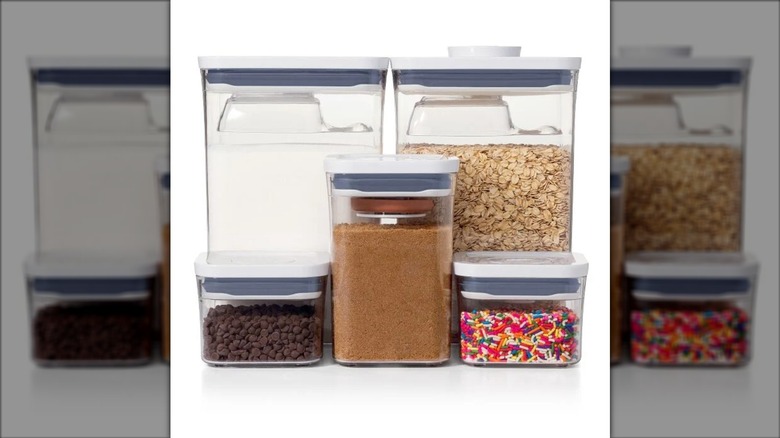 Product image of the eight-piece OXO Good Grips storage container set