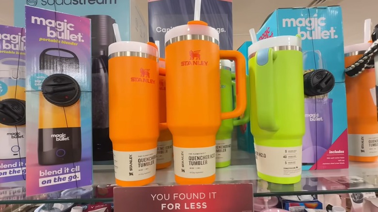 Bright orange and green Stanley Quencher H2.0 tumblers at HomeGoods