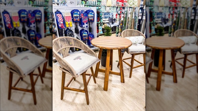 Bar-height bistro set with swivel chairs