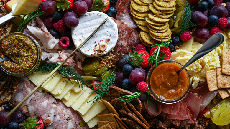 selection of cheeses and meats