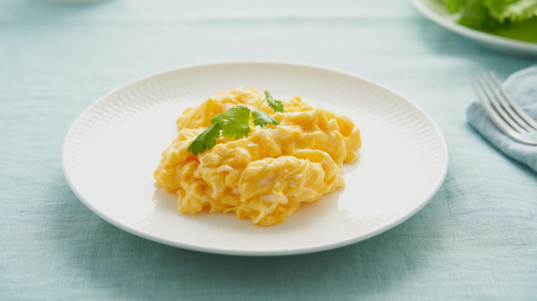 plate of scrambled eggs