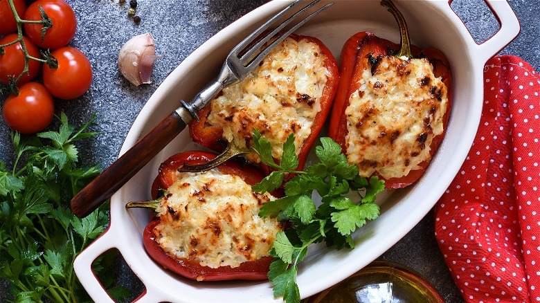 Stuffed Bell Peppers with cheese and tomatoes