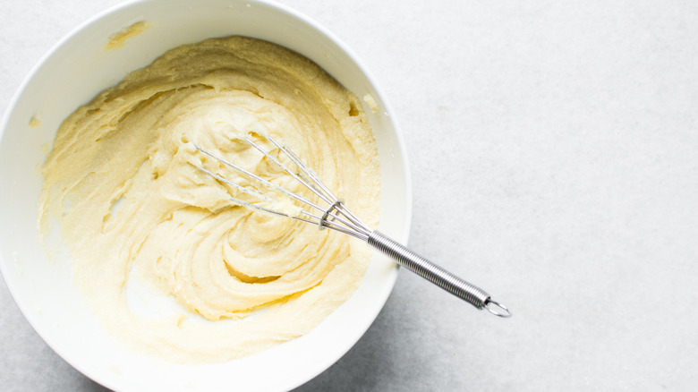 Creamed butter and sugar in bowl