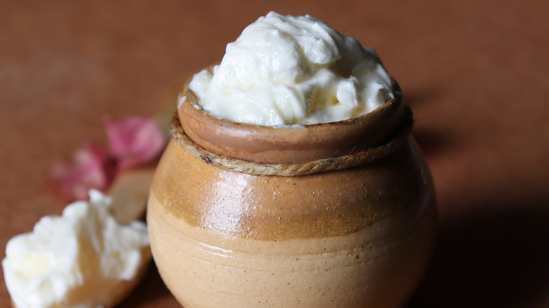 Pot of homemade butter
