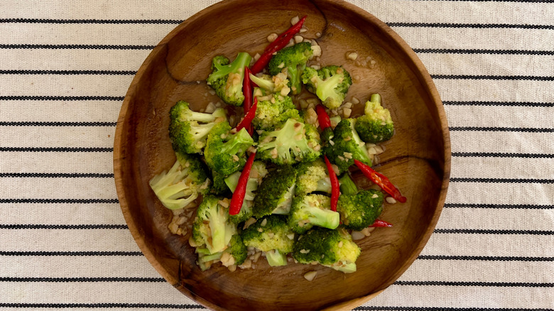 Broccoli sautéed with garlic and chilies