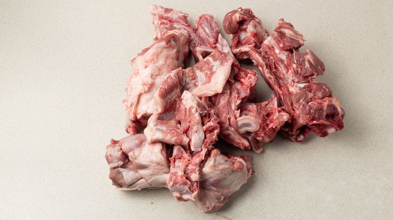 Pile of raw pork bones