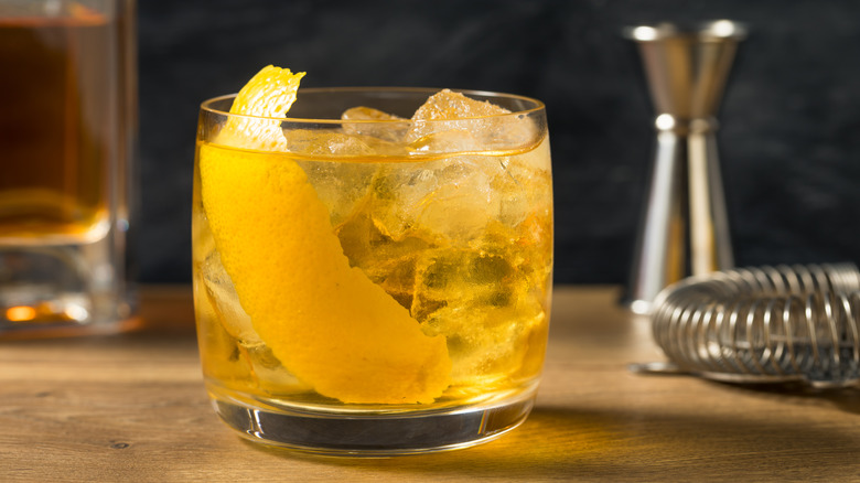 rusty nail cocktail on table