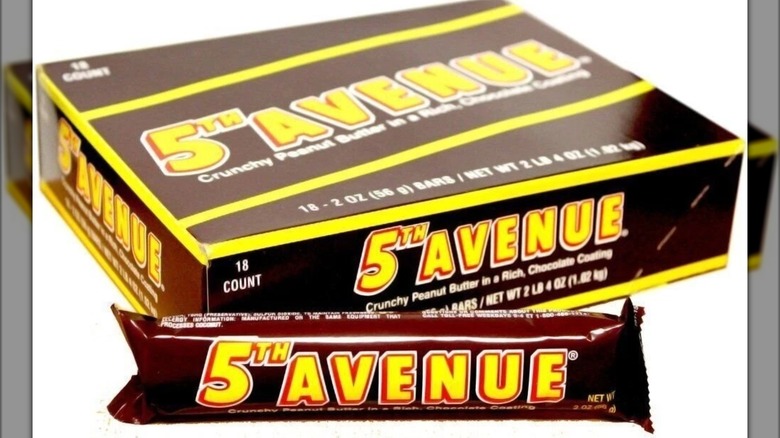 Brown and yellow 5th Avenue bar with box in background