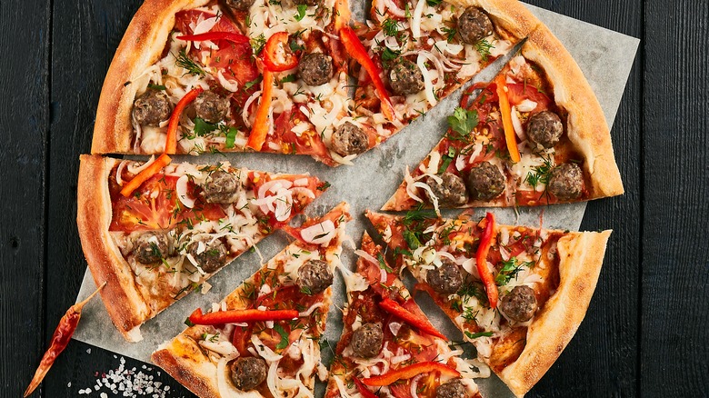 Large pizza with toppings